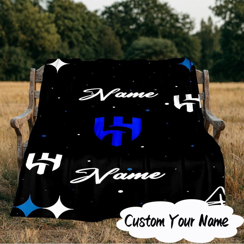 Custom Name Al Hilal Logo Blanket Ideal Bedding Blanket Perfect for Travel, Camping, Living Rooms, Offices, Sofas, Fan Christmas Gift