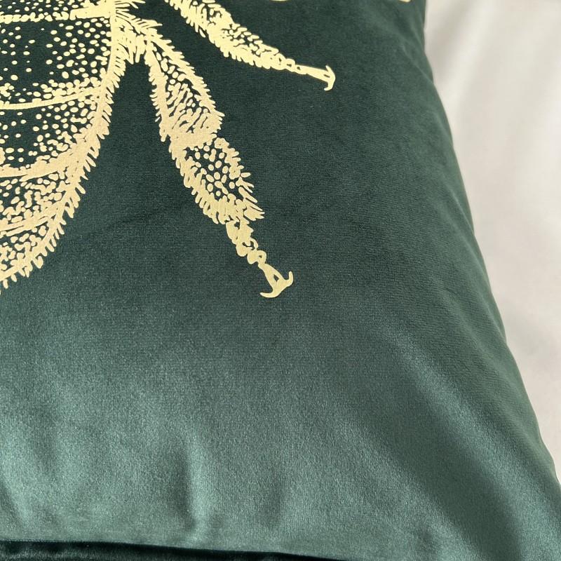 Dark Green Gold Stamp Bee Cushion Cover Insect Sofa Throw Pillowcase Home