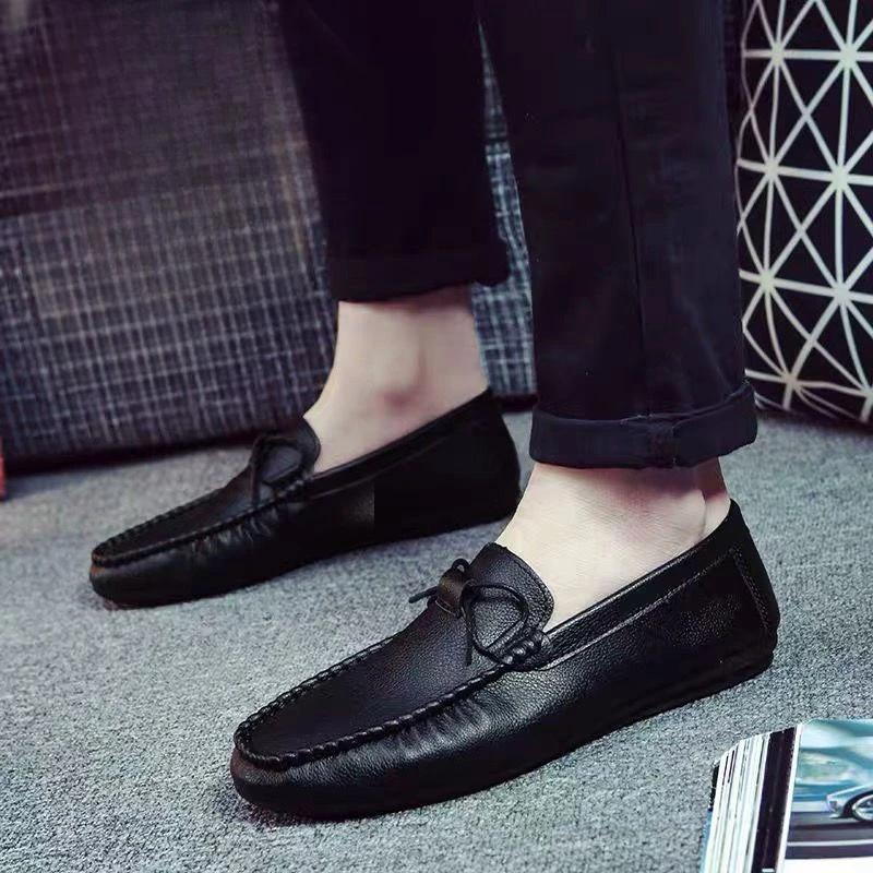 Platte Antislip En Waterdichte Heren Casual Schoen Ronde Neus Heren Leren Schoenen Nieuw Binnen Goedkope Uitverkoop Koreaanse Stijl Instapper Verkoop Pu