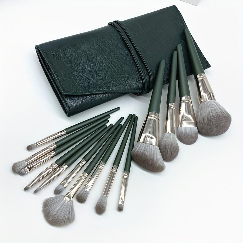 Set de pensule de machiaj Pro 14 buc - cu peri moi din nailon, tijă de rășină, design de perie pentru palmier, pentru aplicarea perfectă a fardurilor de ochi pe sprâncene