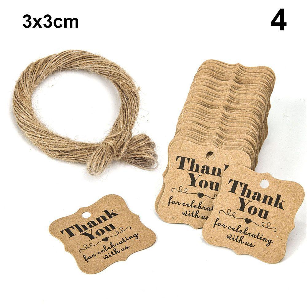 100pcs Cards Handmade Package Wrapping Luggage Jute Twine Thank you Kraft Gift Tags Hanging Label