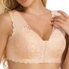 Plus Size Women's Thin Front Buckle Lace Non Rewire Gathering Sexy Sleep Fixed Cup Bra