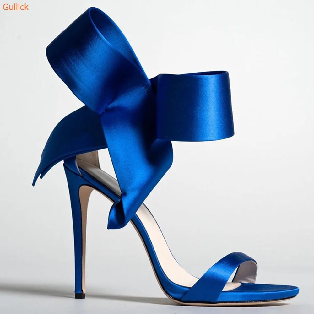 Large Butterfly Knot Stiletto Heel Sandals One Word Belt Open Toe Women Stage Shoes Ankle Strap Summer Wedding Heels Sandals