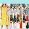 Stylish Boho Women's Summer Beach Midi Dress With Strappy Design And Button Pockets