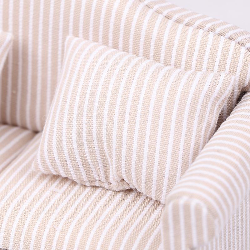 1:12 Mini Furniture Sofa With Pillow For Dollhouse Kids Pretend Play Diy Decor