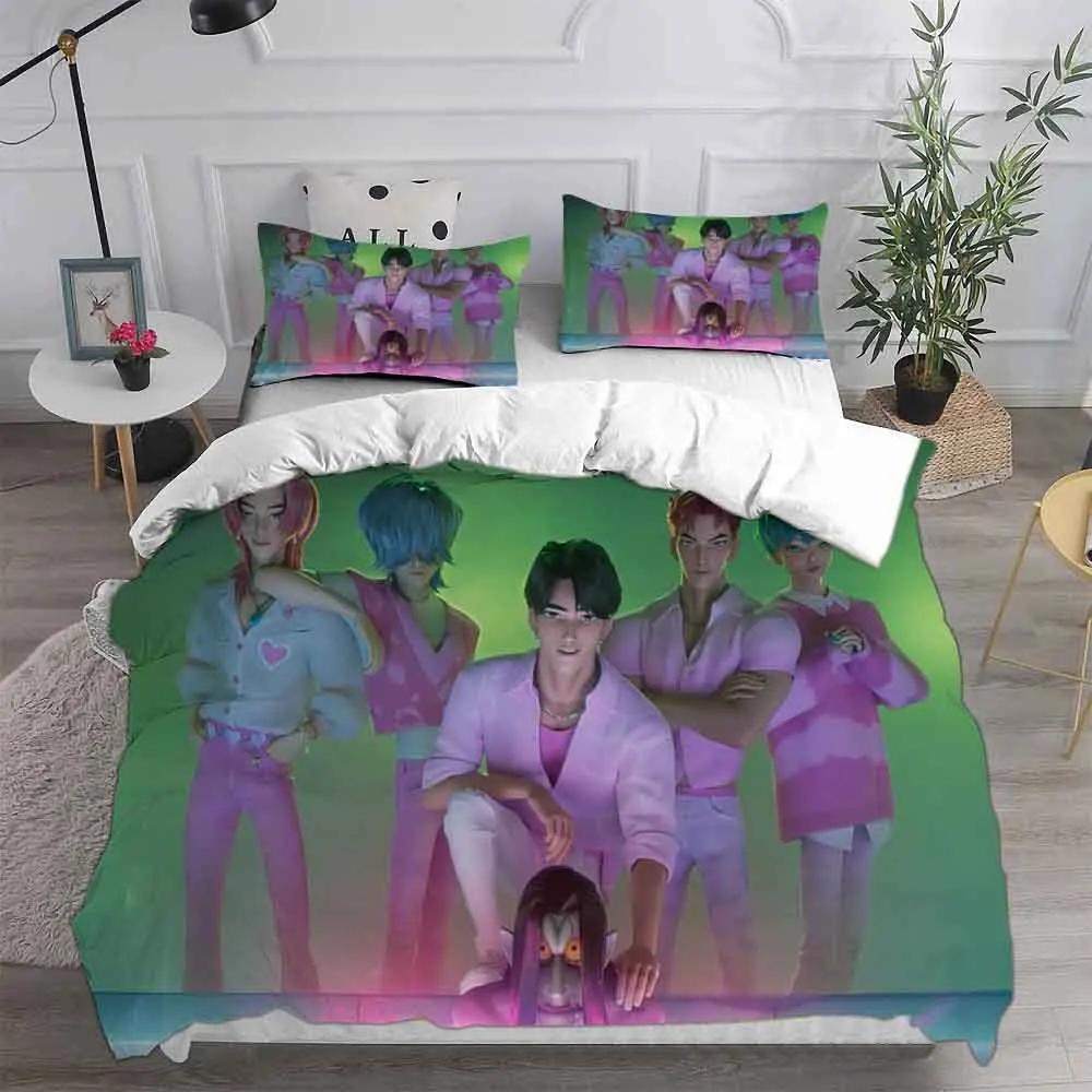 KPop Demon Hunters Bedding Sets EU Single Comforter Quilt Bed Cover Duvet Cover Pillow Case 2-3 Pieces Sets Halloween Costume