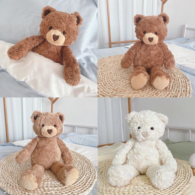 Adorable Heart-shaped Plush Teddy Bear Toy For Soothing Comfort 16.5" Tall, Long Furry Brown Fur