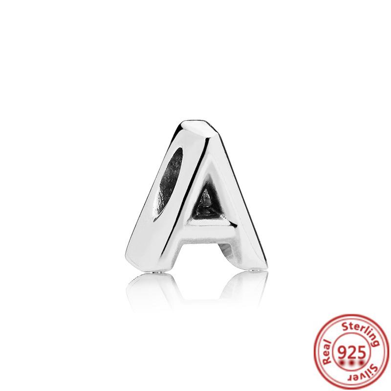 New 100 %925 Sterling Silver Letter Alphabet A -Z Charm Beads Fit New Charms Bracelet Pendant Women Jewelry