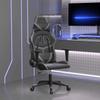 Vidaxl Massage Gaming Chair, Black-Gray, Faux Leather
