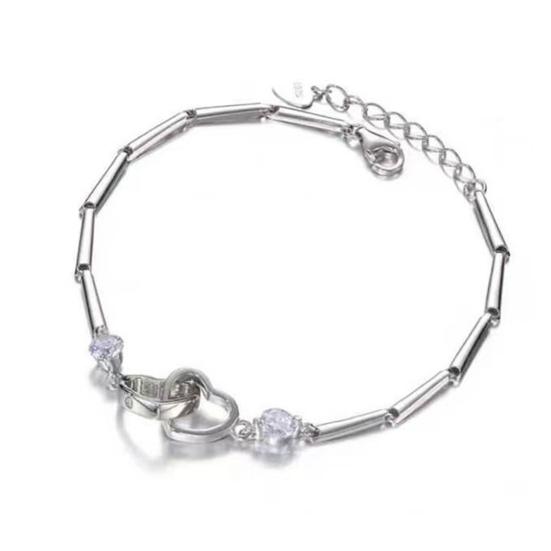 Dames Armband Hartvormig Ontwerp Sprankelende Cubic Zirconia Ingelegd Armband Verstelbare Ketting Armband Sieraden Cadeau