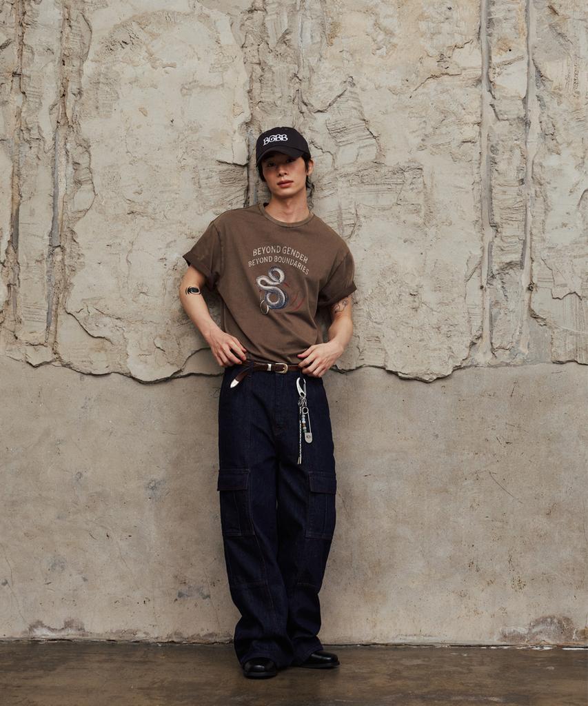 VETEZE Bgbb Snake Garment Dyed Half T (Brown)