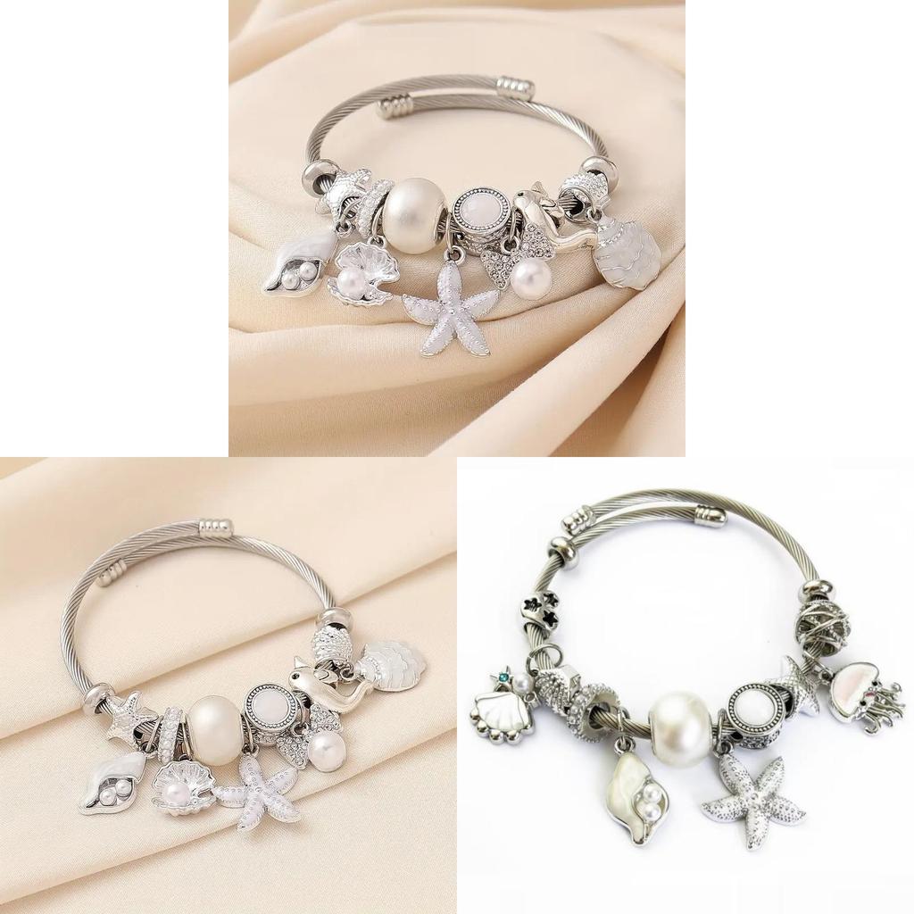 Ozean Seestern Perlenarmband Mit Muschel Delfin Herzförmigem Schmuck Für Frauen