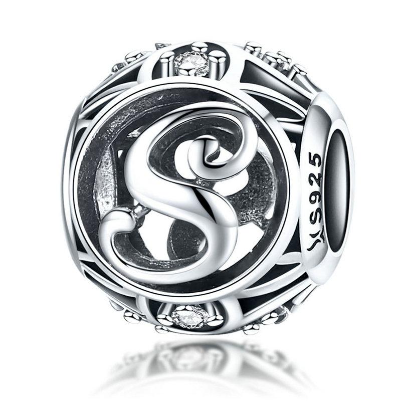 BAMOER 925 Silver Letter Collection A To Z Alphabet Charms Beads Fit Charm Bracelet DIY Jewelry Making