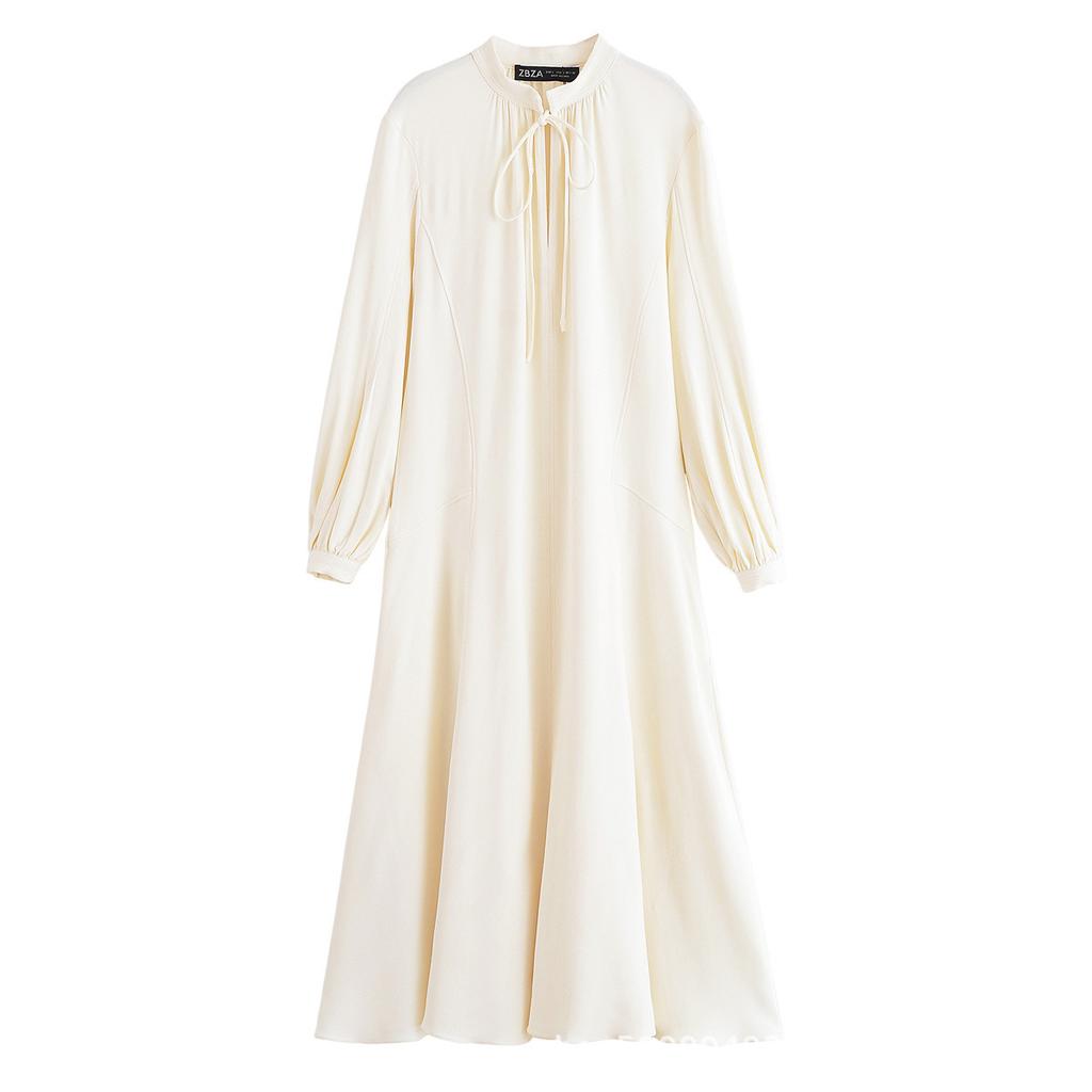New Women's Clothing, European and American Fashion Loose Long-sleeved Bow Dress