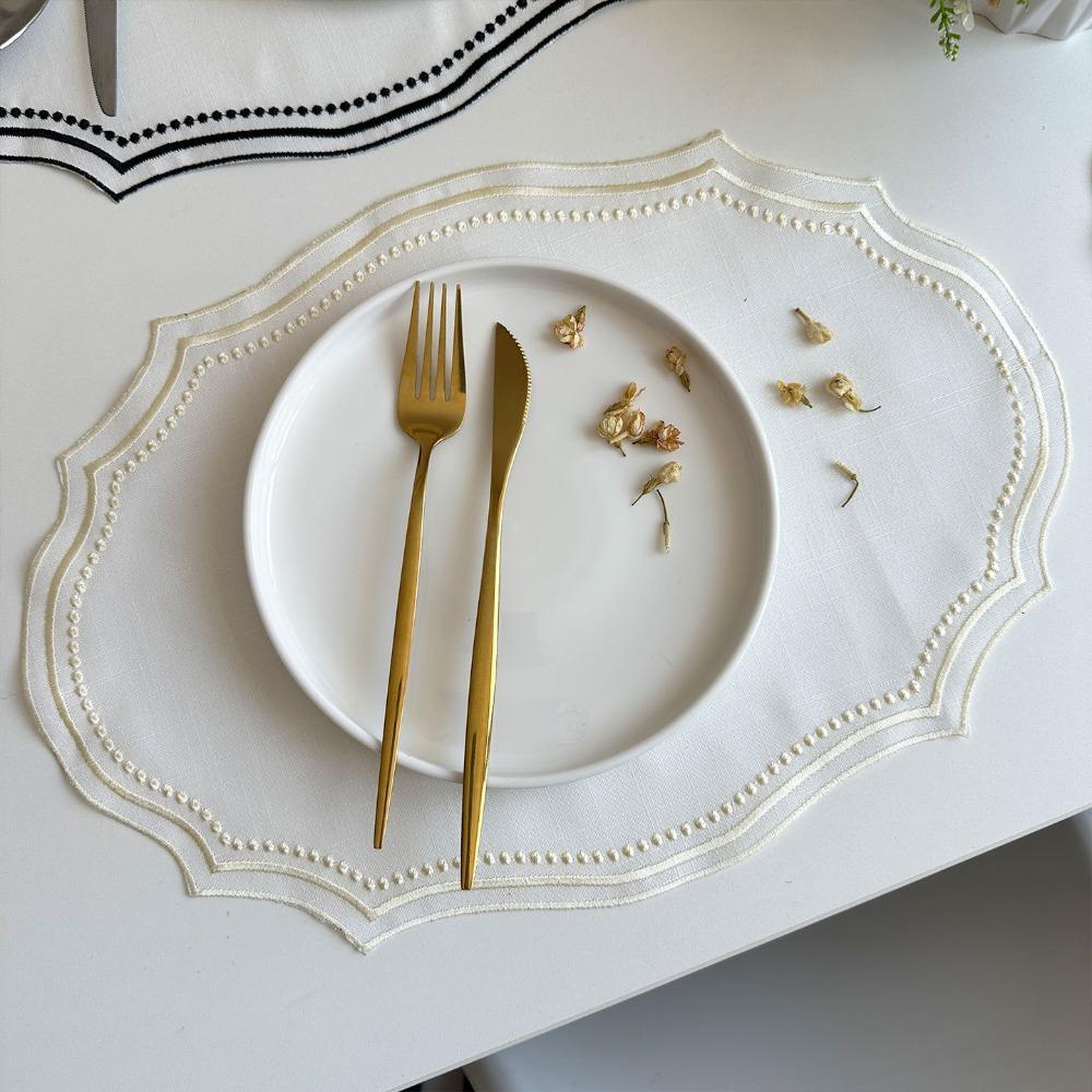 Vintage Placemat Napkins Imitation Cotton Linen Washable Decorative Table Mat French Lace Embroidered Fabric Table Place Mat