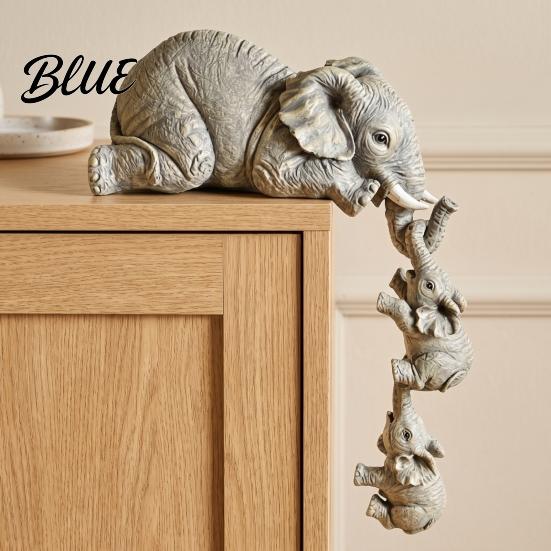 Decorative Statues for Table Edge Elephant Shelf Sitter Mother Hanging 2 Baby Elephants On The Creative Gift Family And Friends Edge Hand-Painted
