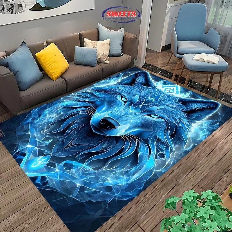 Brave Wolf Carpet New Release ! Anti-slip Sound Insulation, Rug for Living Room, Bedroom, Bedside and Office Areas, Durable Mat