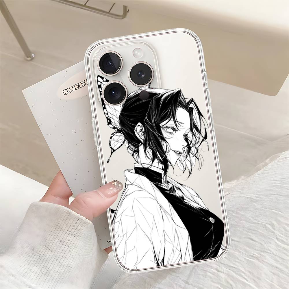 Cute S-Shinobu K-Kochos Phone Case For Iphone17 16 15 11 13 14 Pro Max 7 8 Plus X Xr Xs Max Se2020 12mini Transparent Cov