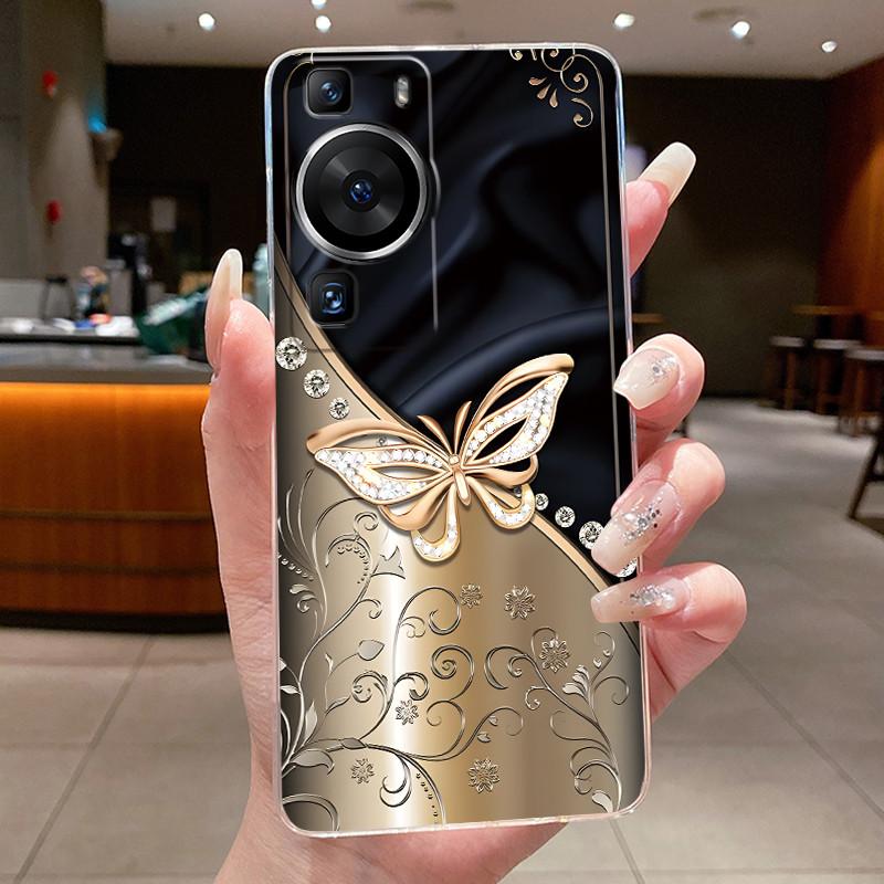 For Huawei P60 Pro 2023 P60pro Case Cover Luxury Fashion Butterfly Flowers Clear Soft TPU Fundas For Huawei P 60 P60 Pro Casing