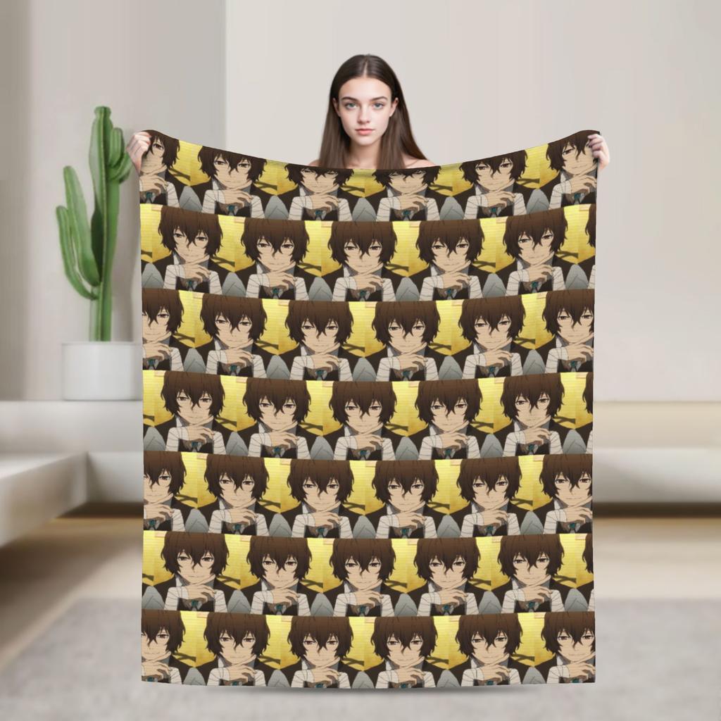 Dazai Bungo Stray Dogs Blankets Flannel Summer Portable Super Warm Throw Blankets for Sofa Travel Plush Thin Quilt