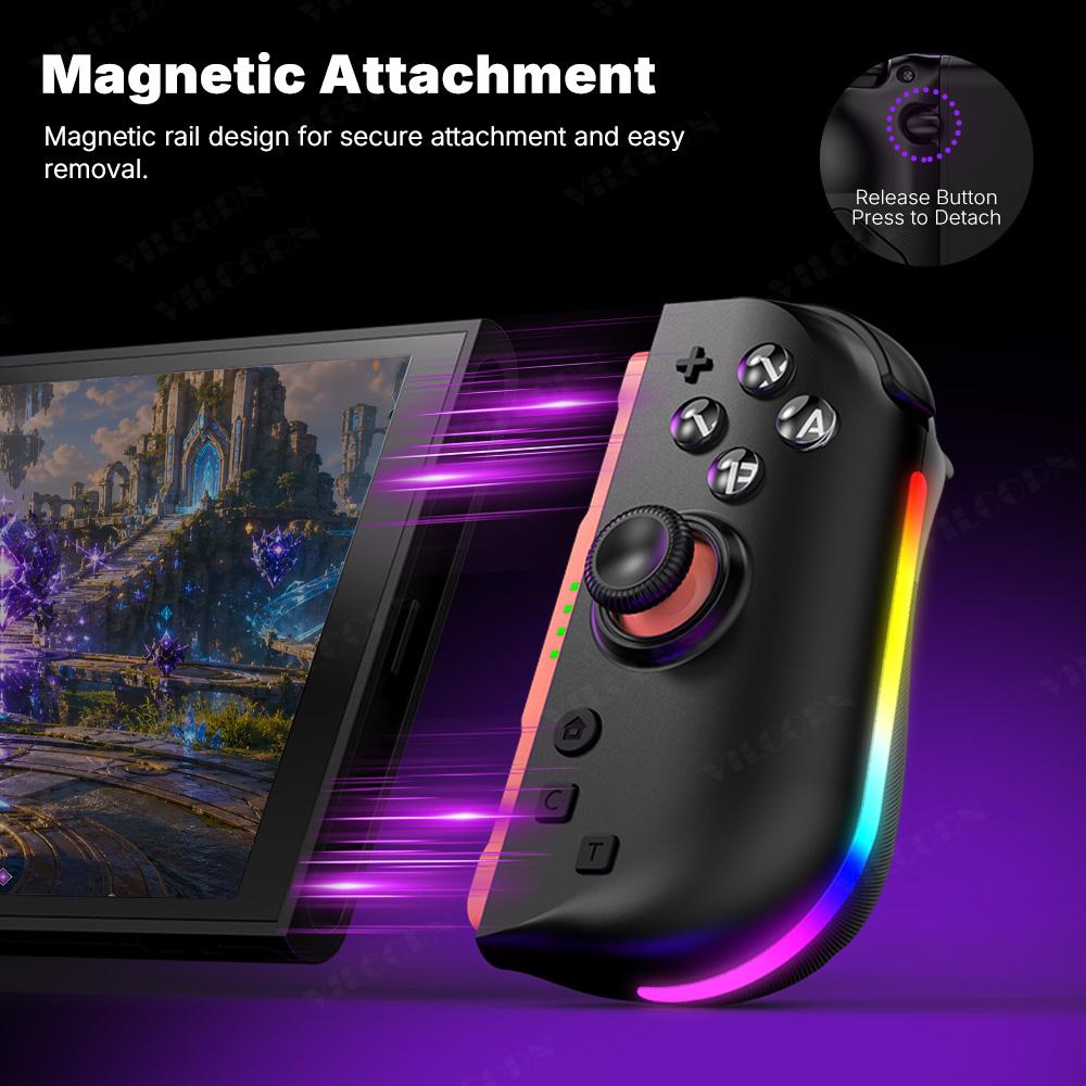 Wireless Gaming Controller for Switch2, Hall 3D Joystick, RGB Lighting, Turbo Macro Back Buttons, One-Key Wake-Up