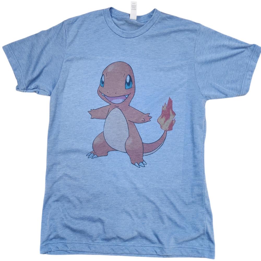 Pokémon Adult New TShirt Charmander color Vintage Blue Unisex T-Shirt