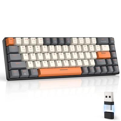 % 60 Kablosuz Mekanik Klavye Bluetooth Çift Modlu Çalışırken Değiştirilebilir Mini 68 Tuşlu Kırmızı Anahtar PC PS4 Xbox iPhone iPad
