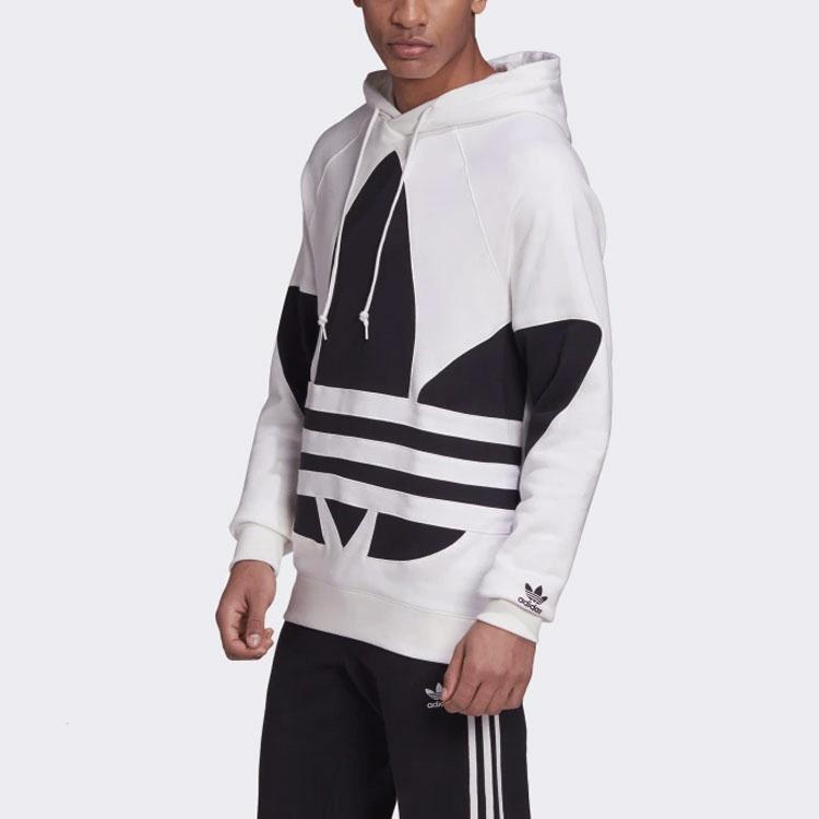adidas Moletom Original Trefoil Logo Grande com Cordão Sólido com Ombros Caídos Masculino Moletom Branco FM9909