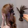 Vrouwen Eenvoudige Haarklem Luie Veer Paardenstaart Klem Koreaanse Mode Bolletje Krabclip Nep Haar Klem Hoge Paardenstaart Accessoires