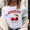 Casual Top Regular Length Fabric Fruit Vegetable Womens Cherry TShirt Crew Neck Short Sleeve Summer Short Sleeved Harajuku