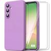 Case for Samsung Galaxy A56 5G - BOOLING - Slim Lightweight Silicone Protection - Purple - 2 Tempered Glasses