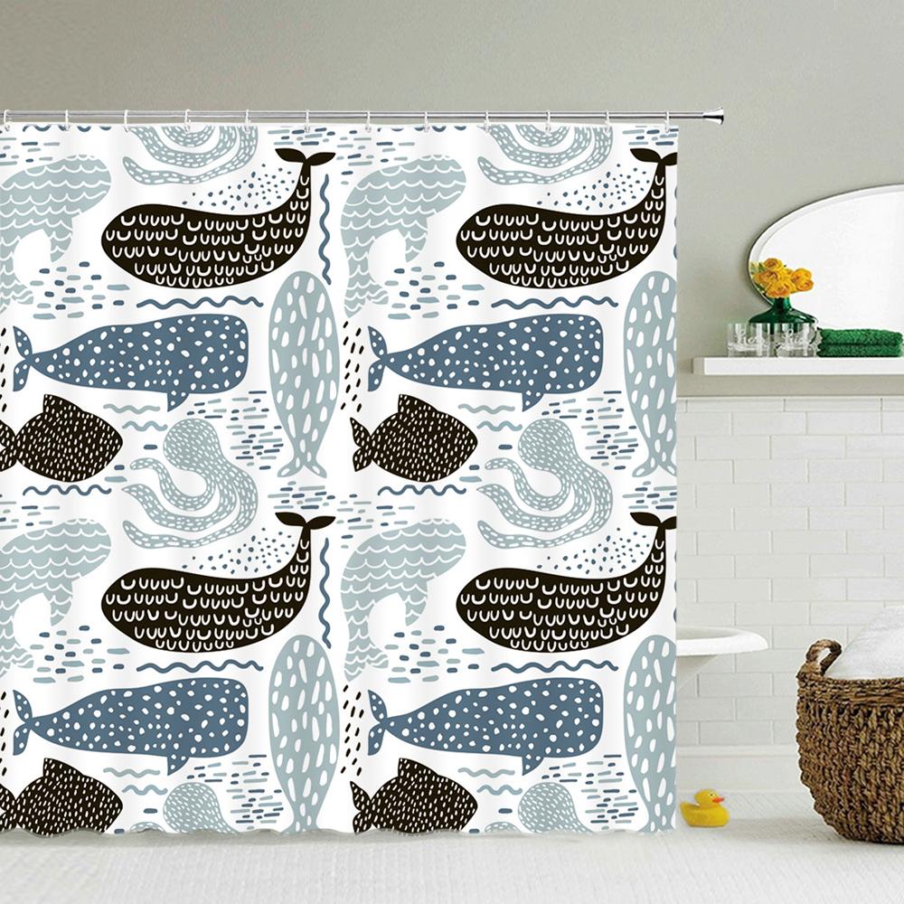 Cat Cartoon Animal Print Shower Curtain Bathroom Bathtub Shower Cover Shower Curtain With 12 Hooks Shower Curtain