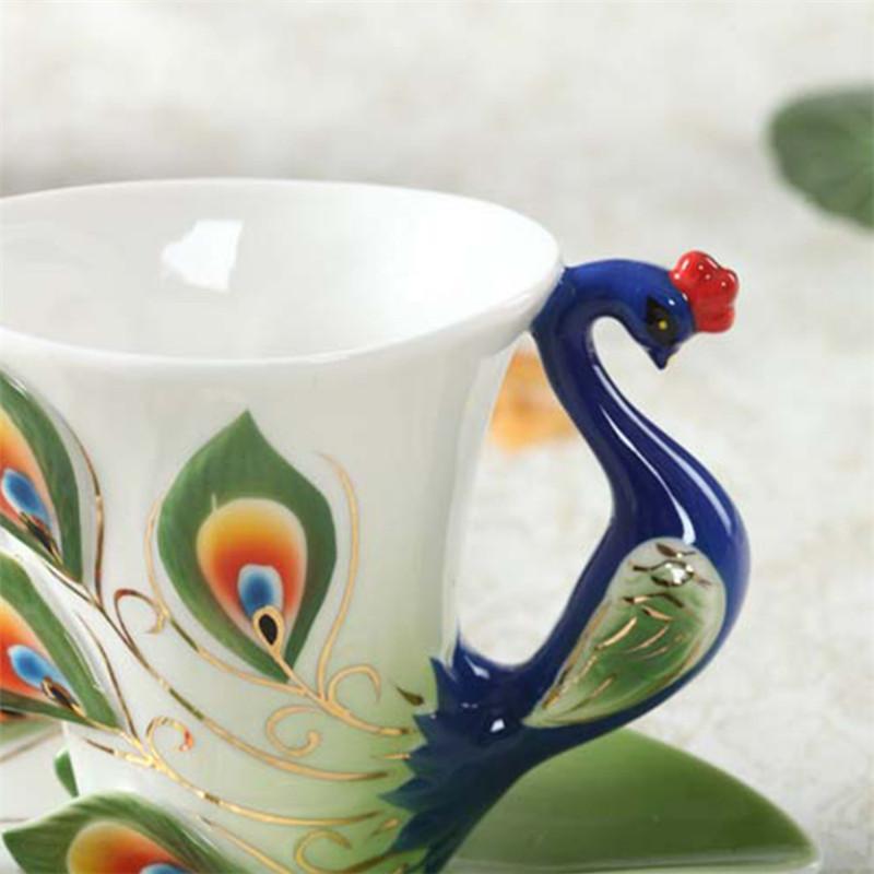200ML Bone China 3D Color Enamel Animal Coffee Cup with Saucer and Spoon Ceramic Afternoon Teacups Drinwkare