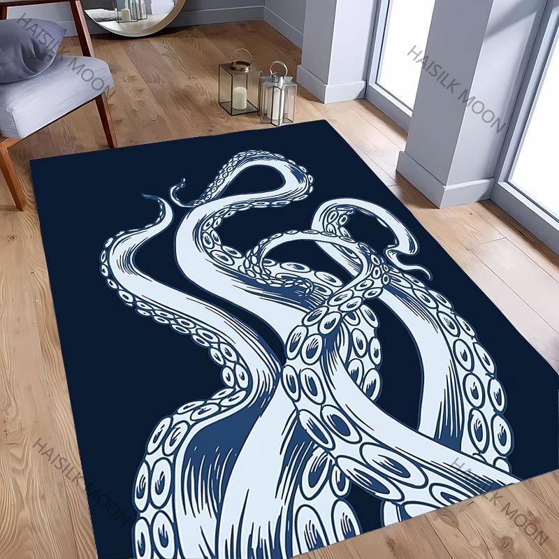 3D HD Octopus Geprint Tapijt Computerkamer Speelkamer Antislip Decoratieve Mat Woonkamer Slaapkamer Kantoor Groot Oppervlak Kleed Geweldig Cadeau
