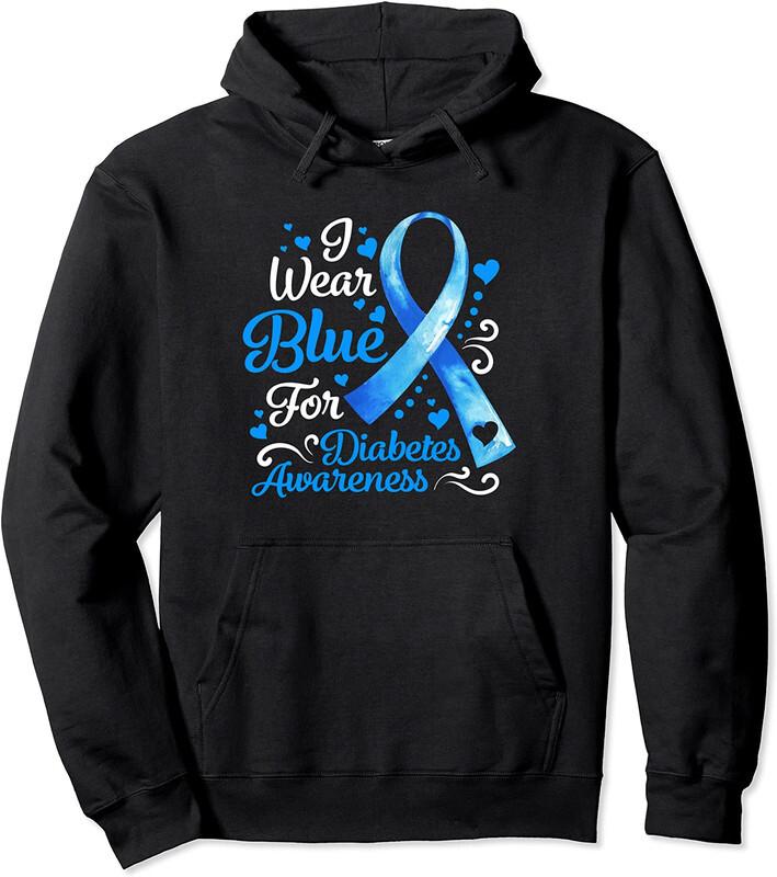 In November We Wear Blue Ribbon Diabetes Awareness Unisex Hooded Sweatshirt