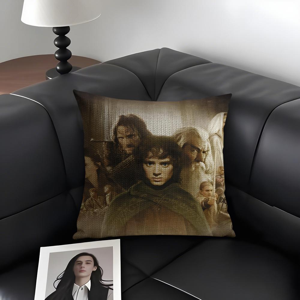 The L-Lord Of The Ringss Movie Cushion Cover Natural Linen Organic Fabric Double-Sided Printing Sofa Home Decor Gift Pillow Case