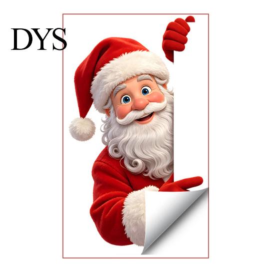 Nighttime Guidance Holiday Ornaments Glow in The Dark Santa Claus Switch Sticker, Decorative PVC Luminous Wall Decal for Christmas Removable Seasonal