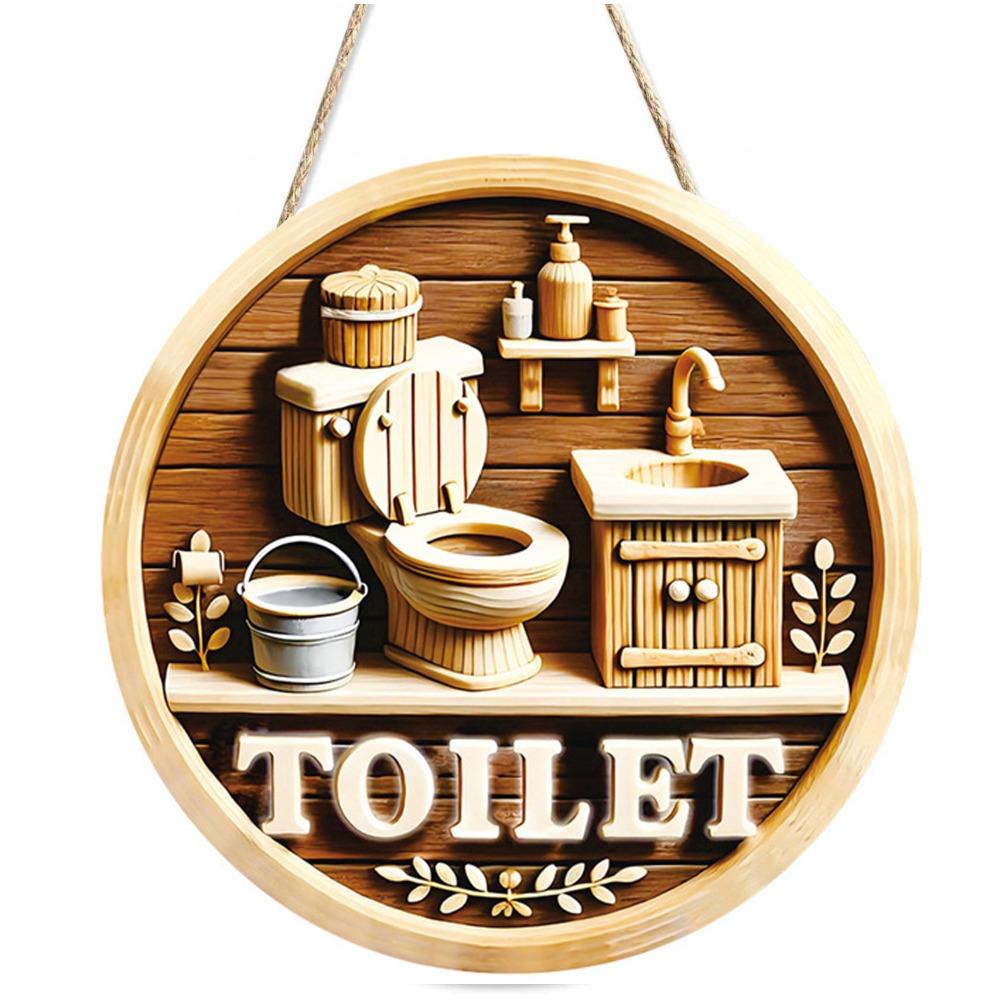2D Lapos Fürdőszoba Jelzőtábla Dísztárgy Kör Díszes Tábla WC Dísztábla Kollégium