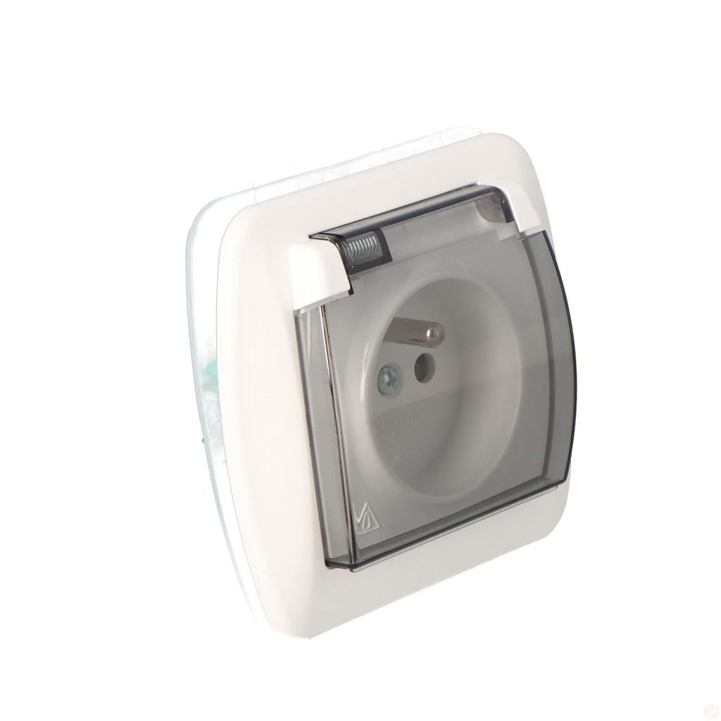 Single Socket with Grounding IP44 with Shutters AGZ1bZE/11a Chord White