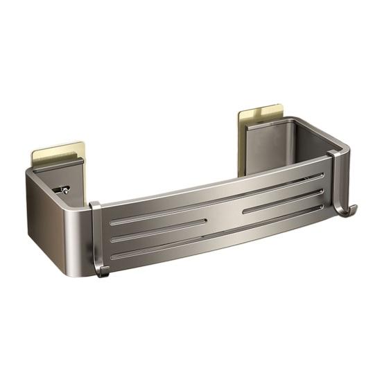 Bathroom Shelf Towel Rack Strong Load-bearing Drainage Hole Design Self Adhesive No Drilling