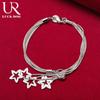 925 Sterling Silver Five Snake Chain Star Bracelet Fashionable Wedding Jewelry