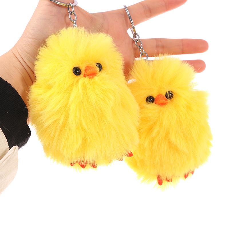 2Pcs Easter Chick Keychain Plush Chicken Keyring,Yellow Chick Easter Party Decor