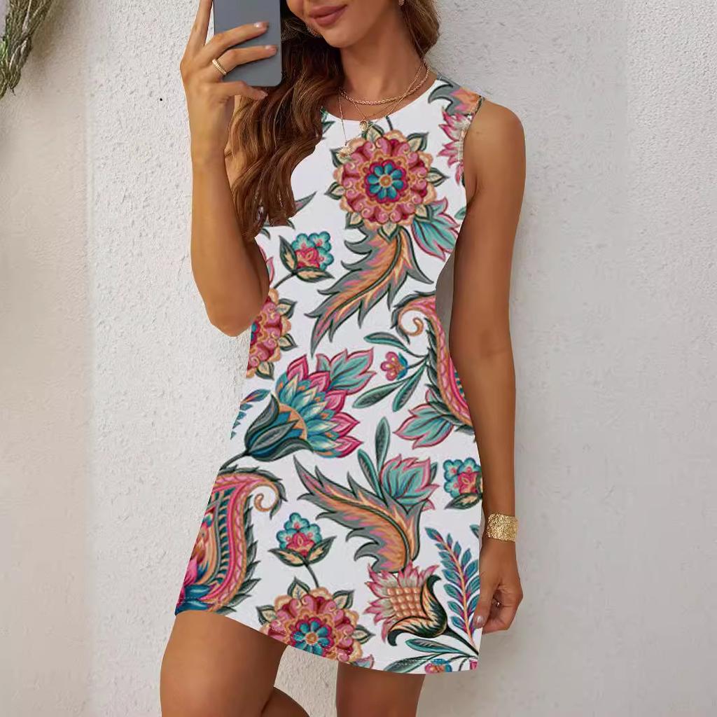 GMXIA Robe d'été sans manches pour femme, tenue décontractée, tenue de plage, de fête, de tempérament
