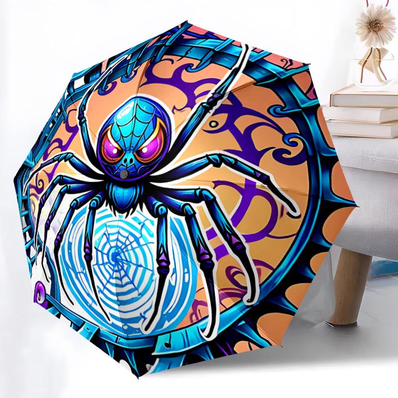 1pc Spider Web Automatic Folding Umbrella - Design, Durable Iron Frame for Travel, Outdoor, Beach Fashion Accessory A0920015