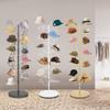 Carbon Steel Hats Display Stand with 30 Hooks,Gold/Black/White Hat Storage Stand Free Standing 50*180cm for Bedrooms,Cloakrooms