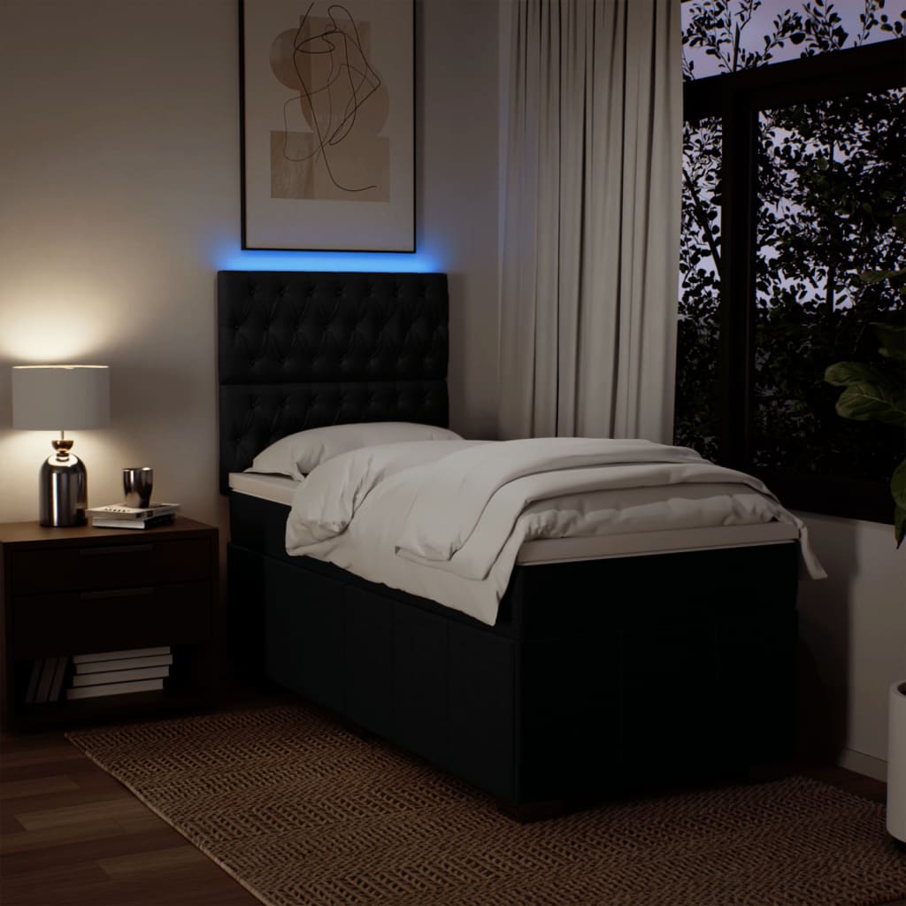Box Spring Bed with Mattress Black 80 X 200 Cm Fabric