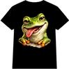 Funny Frog T Shirt Smiling Animal Graphic Tee Casual Everyday Fun Top
