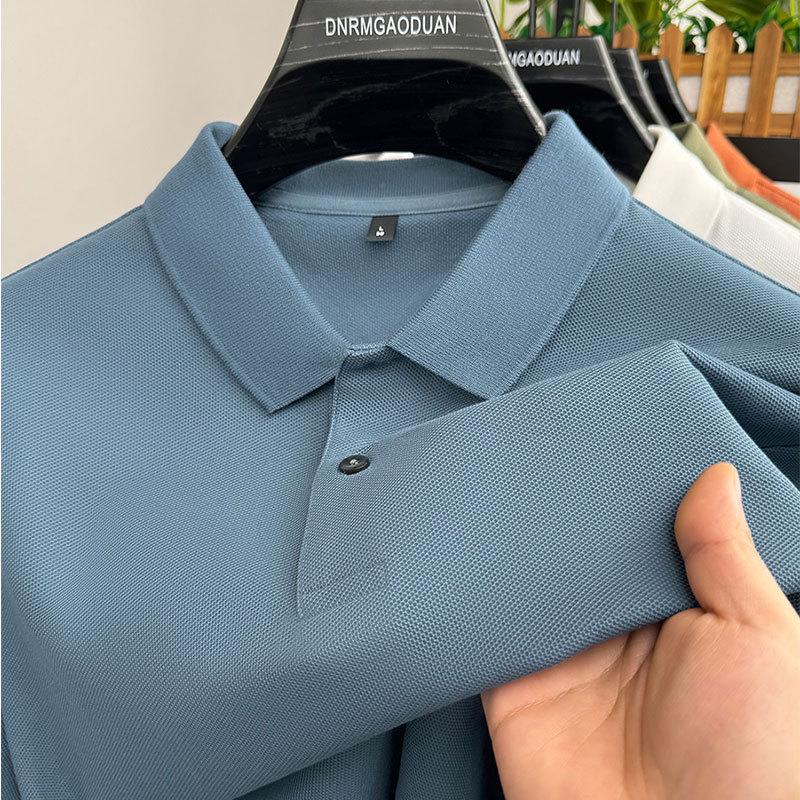 Herre Ensfarget 100% Bomull Polo - Kort Erme, Sommer Casual Krage Topp for Middelalderen