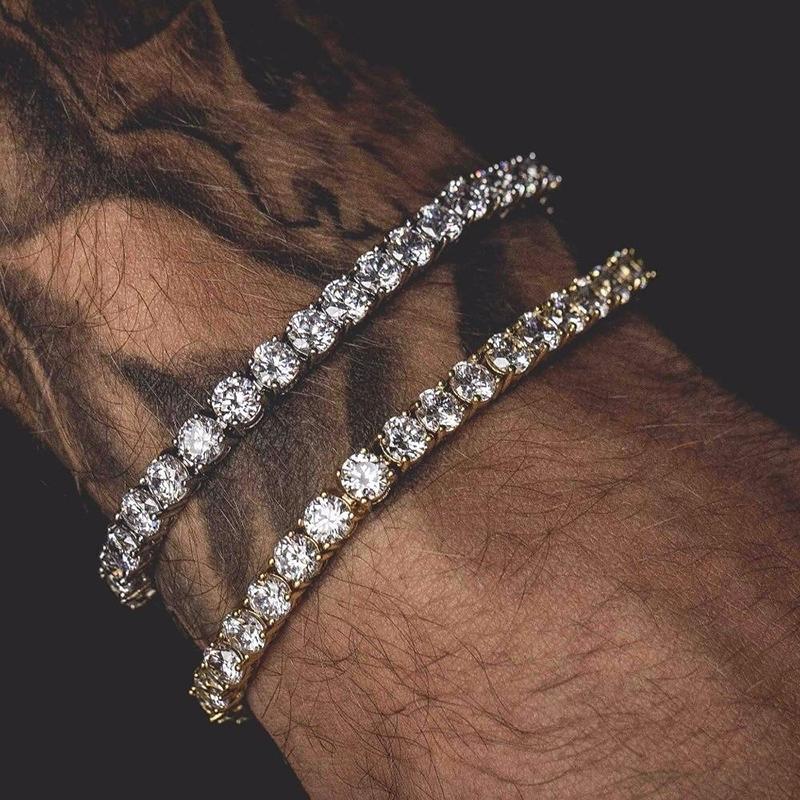 Hiphop Tennis Bracelet 3Mm Cubic Zirconia Mens  Link Chain On The Hand Streetwear Jewelry