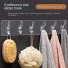 Transparent Six-Row Hat-and-Coat Hook Seamless Crystal Hook Punch-Free Kitchen Bathroom Shower Door Rear Waterproof Sticky Hook